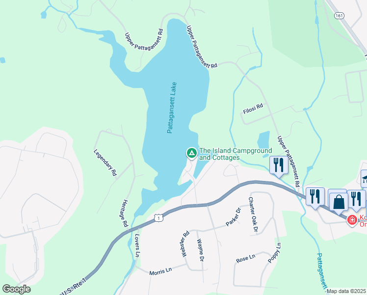 map of restaurants, bars, coffee shops, grocery stores, and more near 22 Islanda Court in East Lyme
