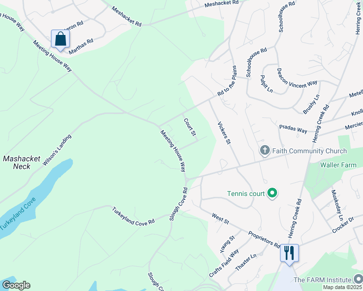 map of restaurants, bars, coffee shops, grocery stores, and more near 3 Zoll Road in Edgartown