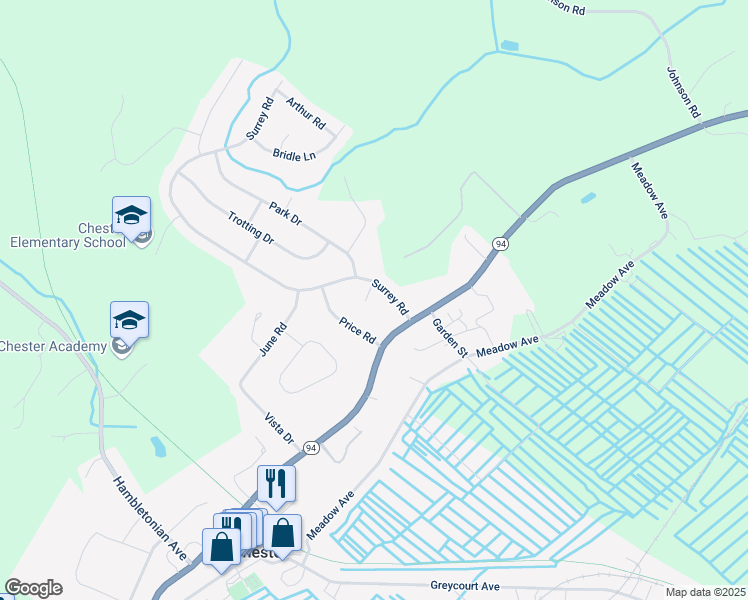 map of restaurants, bars, coffee shops, grocery stores, and more near 9 Price Road in Chester