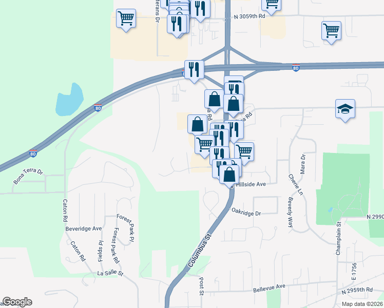 map of restaurants, bars, coffee shops, grocery stores, and more near 2702 Deer Court in Ottawa