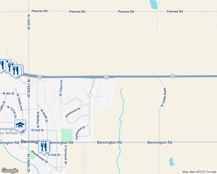 map of restaurants, bars, coffee shops, grocery stores, and more near 12320 North 149th Circle in Bennington
