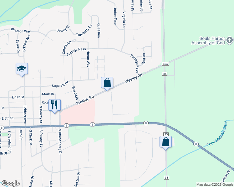 map of restaurants, bars, coffee shops, grocery stores, and more near 406 Smith Drive in Auburn