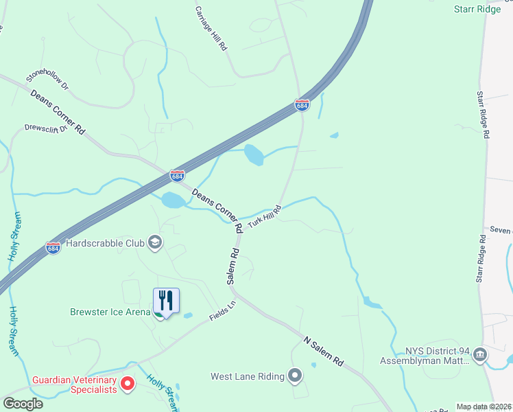 map of restaurants, bars, coffee shops, grocery stores, and more near 353 Turk Hill Road in Brewster