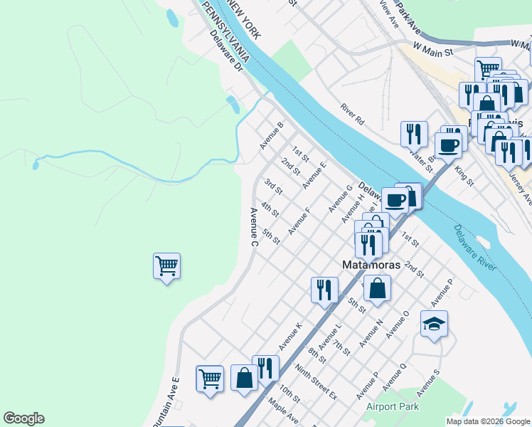 map of restaurants, bars, coffee shops, grocery stores, and more near 310 Avenue D in Matamoras