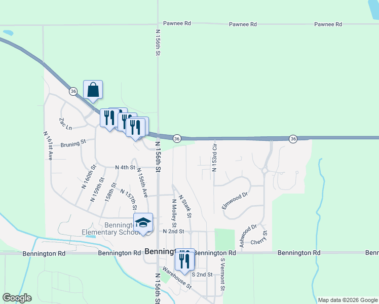 map of restaurants, bars, coffee shops, grocery stores, and more near 459 North Allen Street in Bennington