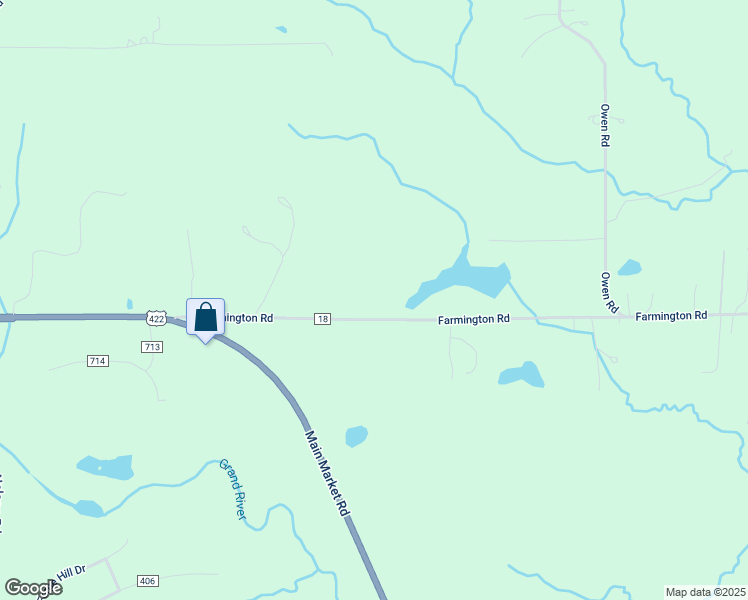 map of restaurants, bars, coffee shops, grocery stores, and more near 16470-16632 Farmington Road in West Farmington