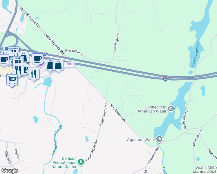 map of restaurants, bars, coffee shops, grocery stores, and more near 189 Jerry Browne Road in Stonington