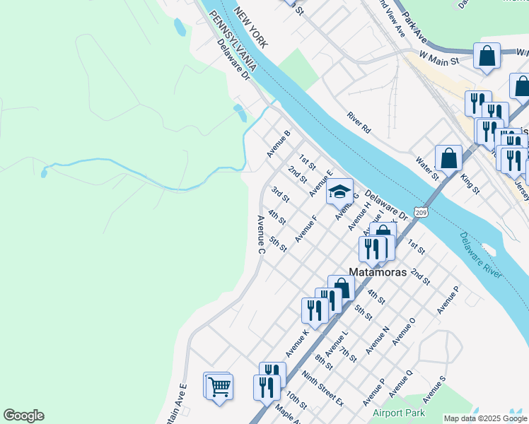 map of restaurants, bars, coffee shops, grocery stores, and more near 305 Avenue C in Matamoras