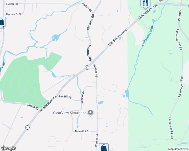 map of restaurants, bars, coffee shops, grocery stores, and more near 24 Warner Road in North Haven