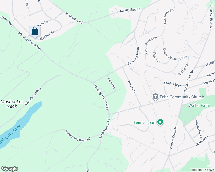 map of restaurants, bars, coffee shops, grocery stores, and more near 165 Meetinghouse Way in Edgartown