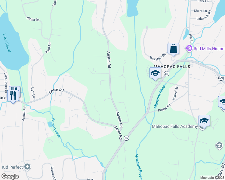 map of restaurants, bars, coffee shops, grocery stores, and more near 59 Austin Road in Mahopac