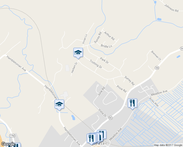 map of restaurants, bars, coffee shops, grocery stores, and more near 35 Surrey Road in Chester