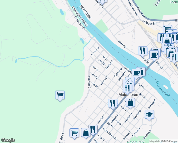 map of restaurants, bars, coffee shops, grocery stores, and more near 305 Avenue C in Matamoras