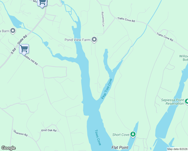 map of restaurants, bars, coffee shops, grocery stores, and more near 131 Pond View Farm Road in West Tisbury
