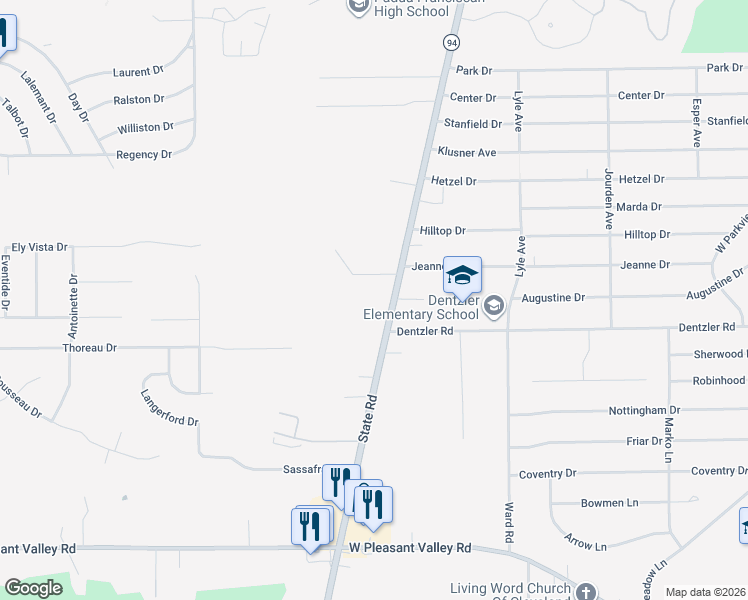 map of restaurants, bars, coffee shops, grocery stores, and more near 7130 State Road in Cleveland