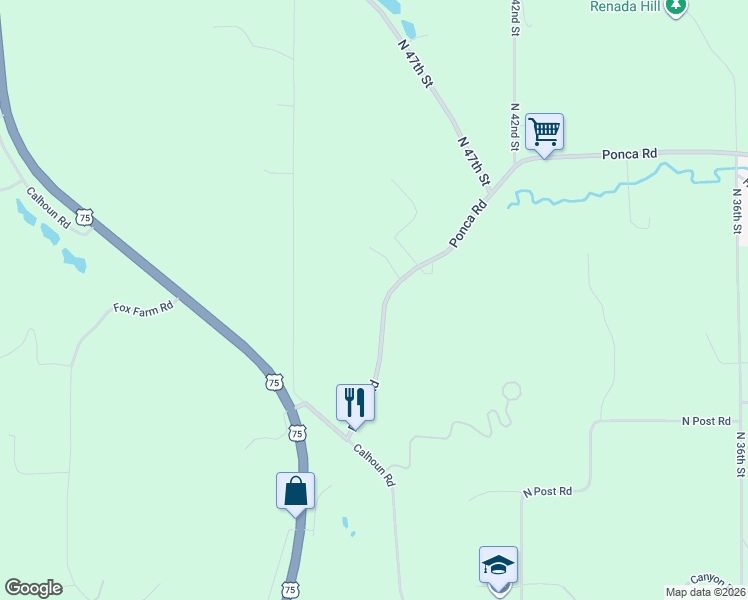 map of restaurants, bars, coffee shops, grocery stores, and more near 12414 Ponca Road in Omaha