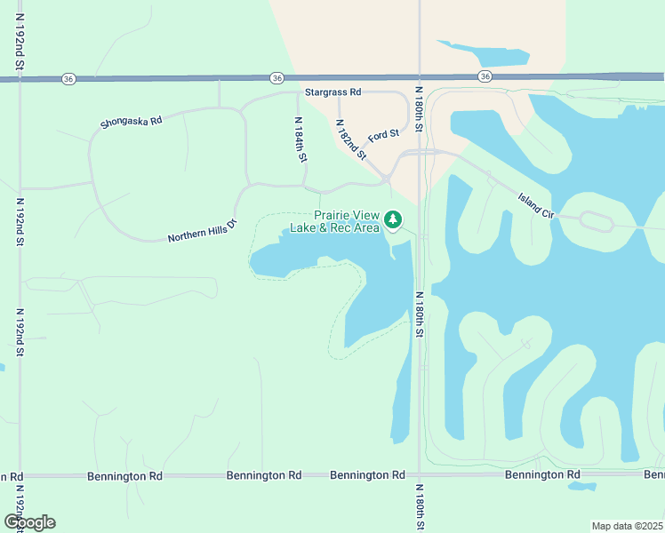 map of restaurants, bars, coffee shops, grocery stores, and more near Prairie View Lake Trail in Bennington
