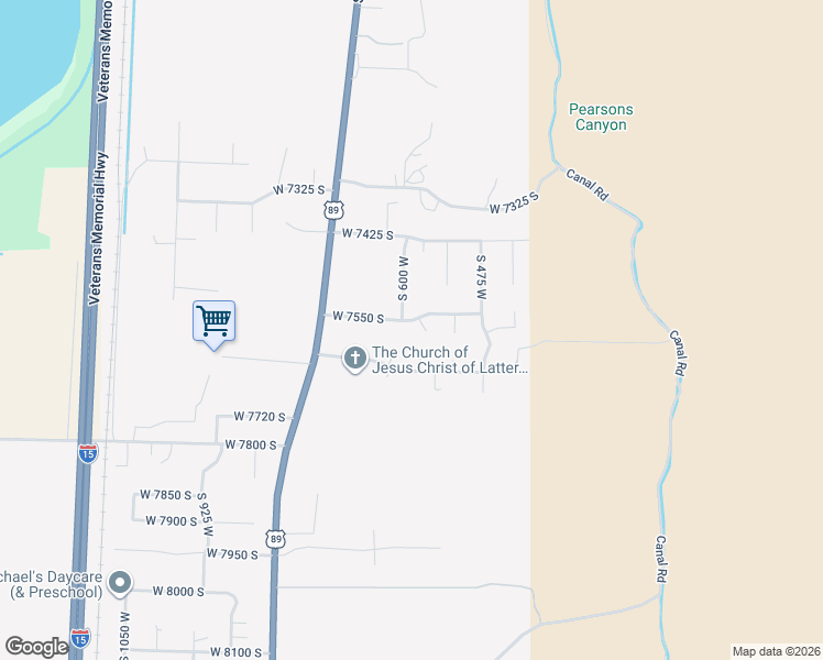 map of restaurants, bars, coffee shops, grocery stores, and more near 7604 575 West in Willard