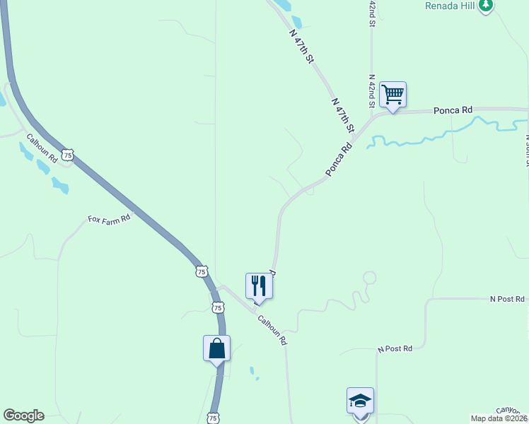 map of restaurants, bars, coffee shops, grocery stores, and more near 12414 Ponca Road in Omaha