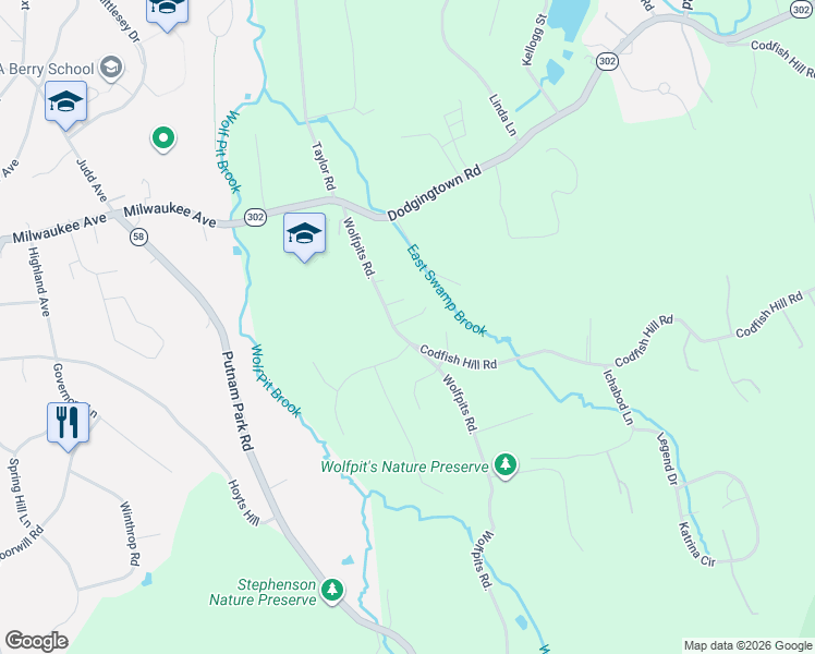 map of restaurants, bars, coffee shops, grocery stores, and more near 2 Buckboard Ridge in Bethel