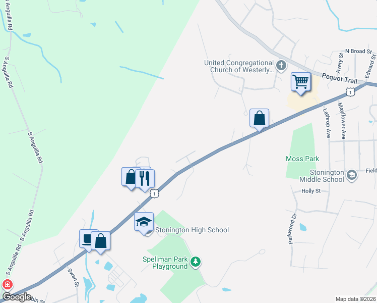 map of restaurants, bars, coffee shops, grocery stores, and more near 6 Elizabeth Drive in Stonington