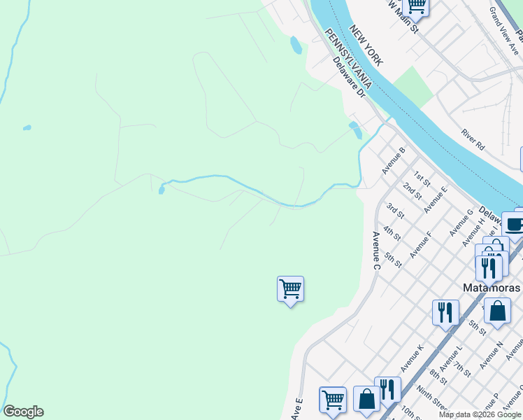 map of restaurants, bars, coffee shops, grocery stores, and more near 146-160 Heaters Hill Rd in Matamoras