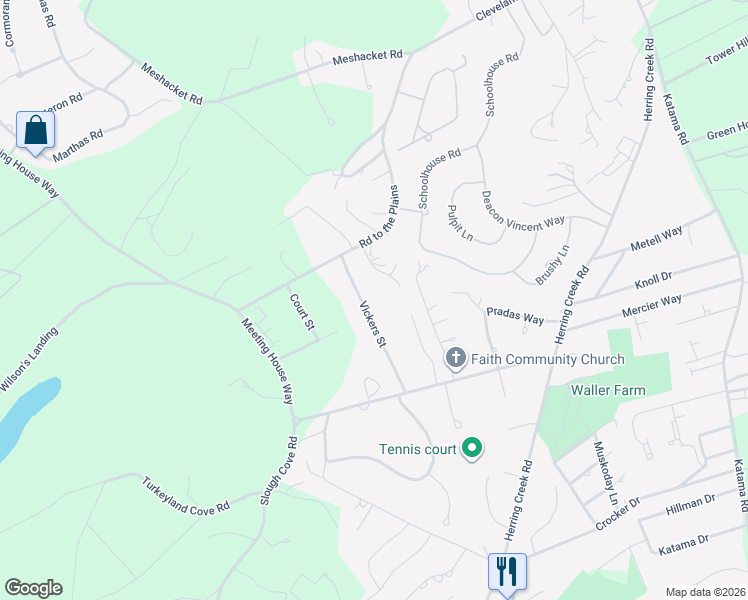 map of restaurants, bars, coffee shops, grocery stores, and more near 11B Duarte Circle in Edgartown