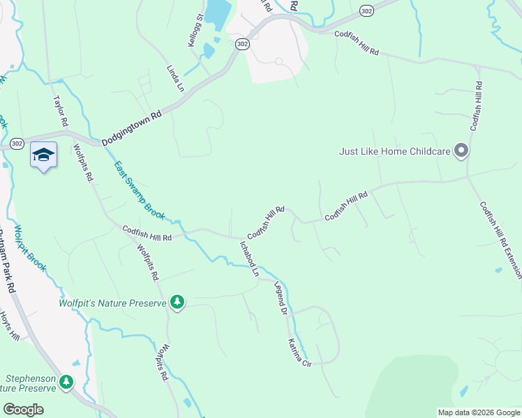 map of restaurants, bars, coffee shops, grocery stores, and more near 60 Codfish Hill Road in Bethel