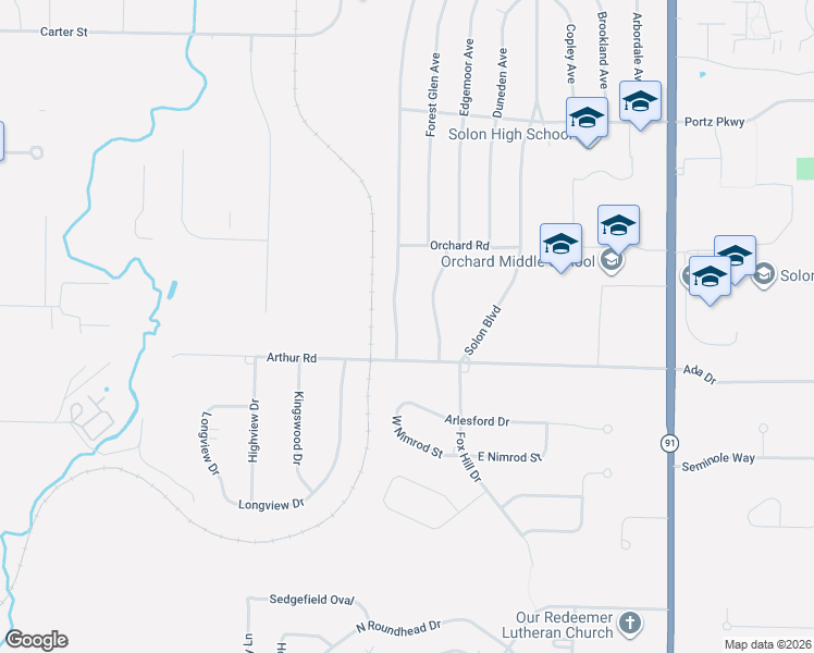 map of restaurants, bars, coffee shops, grocery stores, and more near 6839 Glenallen Avenue in Solon