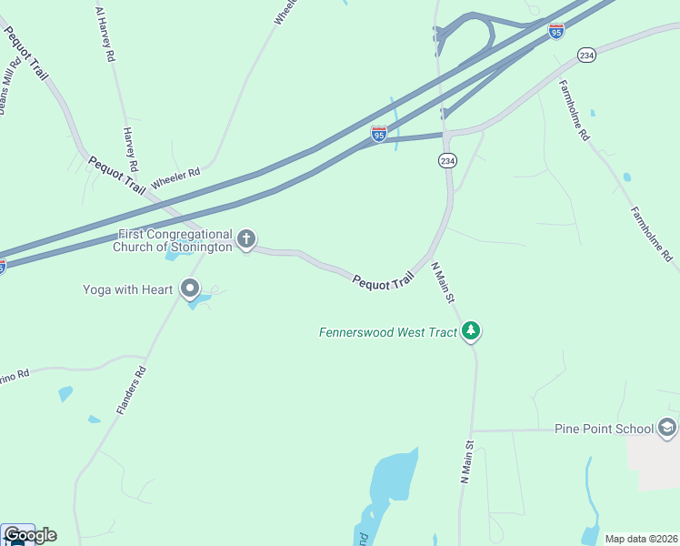 map of restaurants, bars, coffee shops, grocery stores, and more near 854 Pequot Trail in Stonington