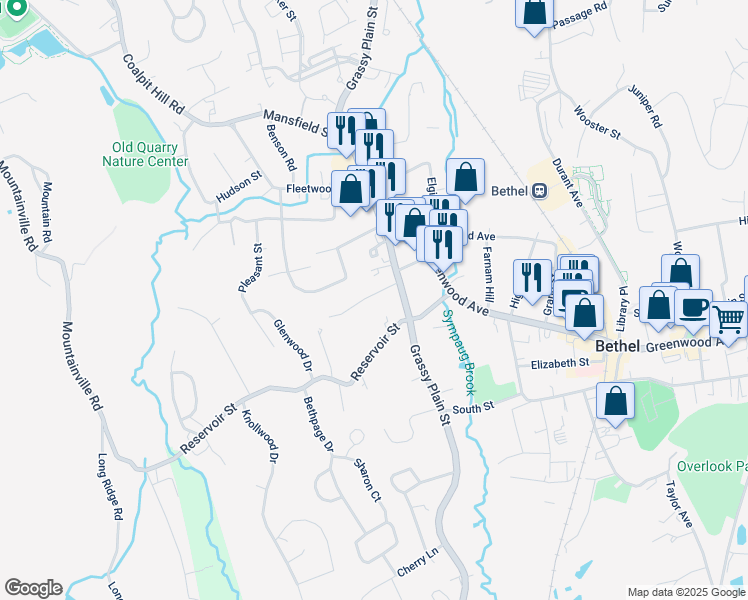 map of restaurants, bars, coffee shops, grocery stores, and more near 10 Drummers Lane in Bethel