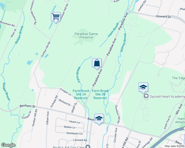 map of restaurants, bars, coffee shops, grocery stores, and more near 204 Paradise Avenue in Hamden