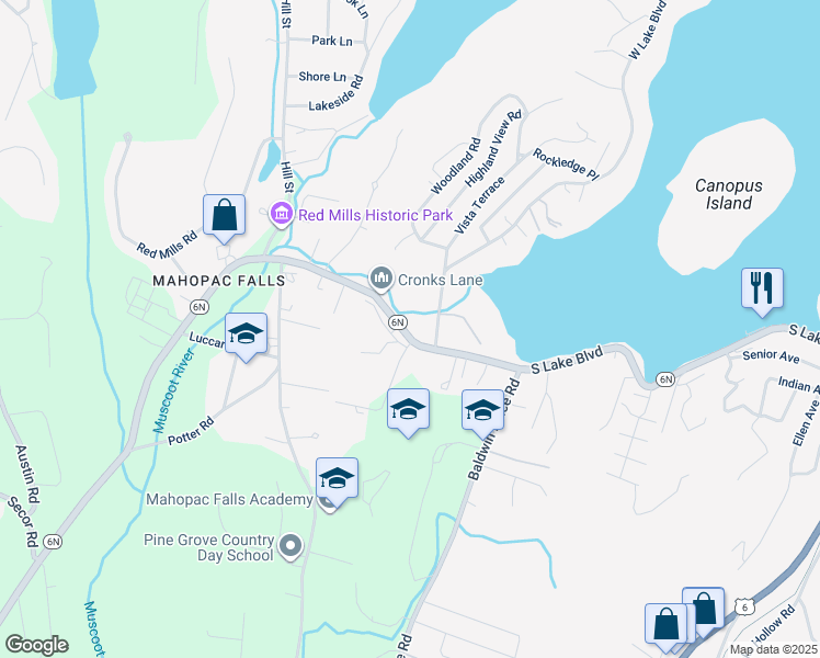 map of restaurants, bars, coffee shops, grocery stores, and more near 655 New York 6N in Mahopac