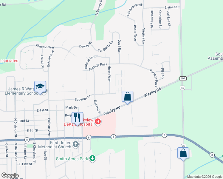 map of restaurants, bars, coffee shops, grocery stores, and more near 702 Huron Way in Auburn