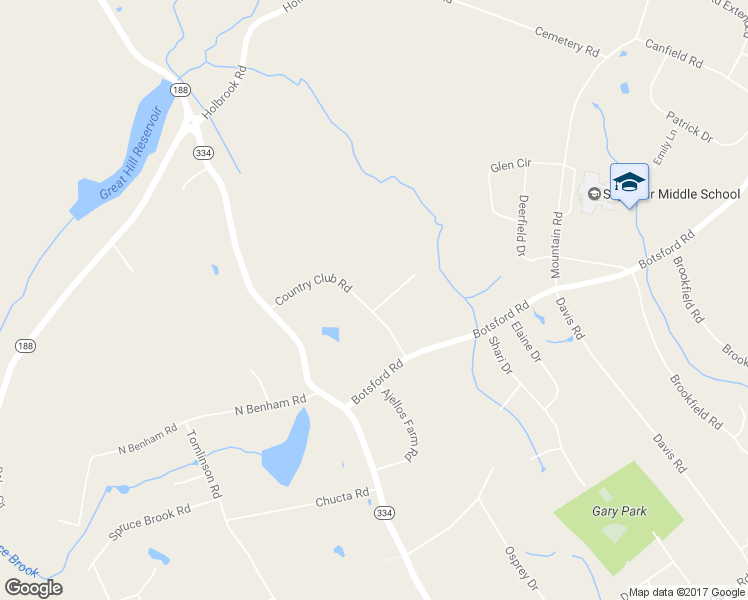 map of restaurants, bars, coffee shops, grocery stores, and more near 1 Fairway Lane in Seymour