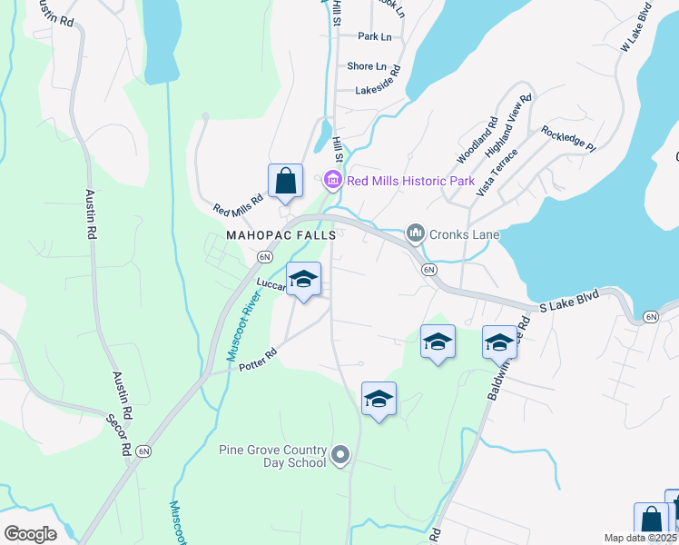map of restaurants, bars, coffee shops, grocery stores, and more near 198 Myrtle Avenue in Mahopac