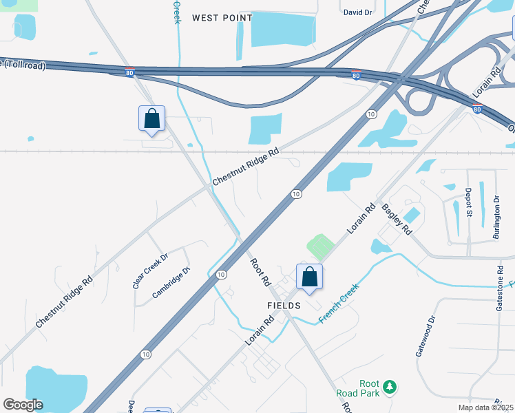 map of restaurants, bars, coffee shops, grocery stores, and more near 8296 Halle Circle in North Ridgeville