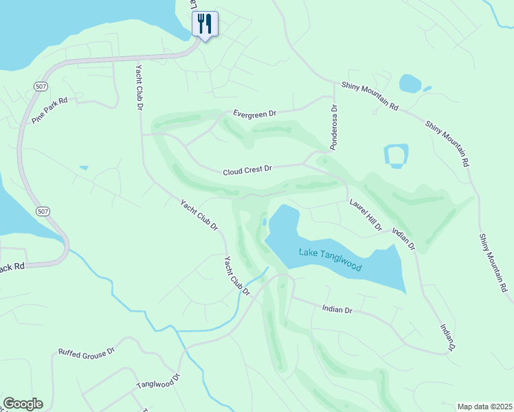 map of restaurants, bars, coffee shops, grocery stores, and more near 125 Club House Drive in Greentown
