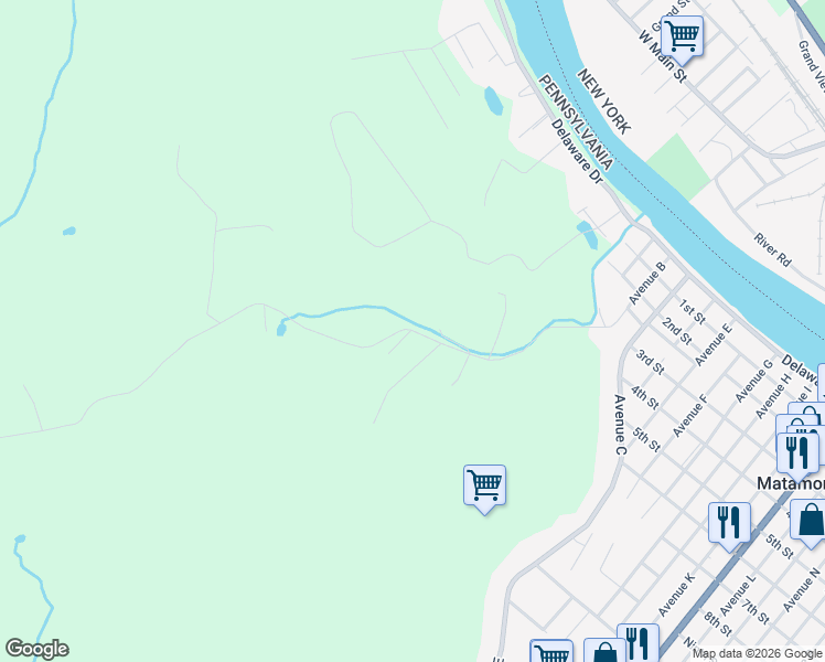 map of restaurants, bars, coffee shops, grocery stores, and more near 160 Heaters Hill Rd in Matamoras