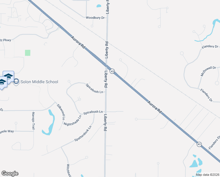 map of restaurants, bars, coffee shops, grocery stores, and more near 6835 Liberty Road in Solon