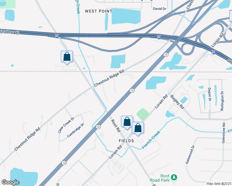 map of restaurants, bars, coffee shops, grocery stores, and more near 8296 Halle Circle in North Ridgeville