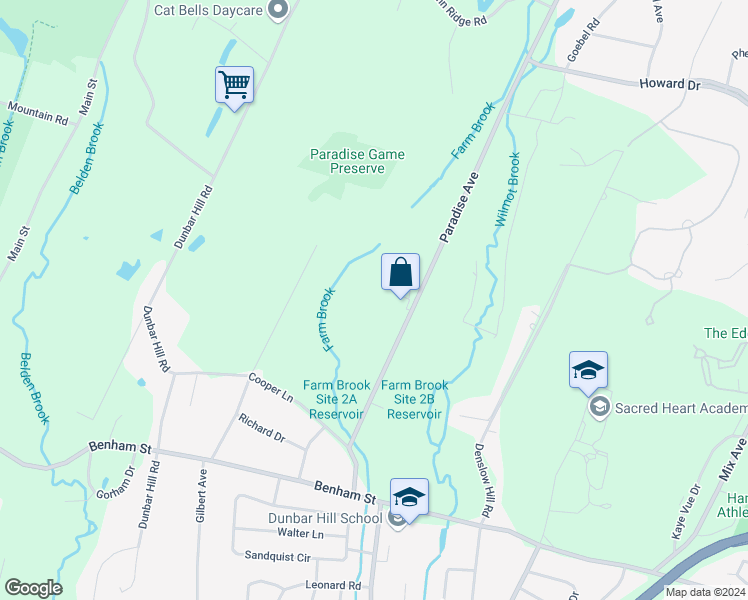 map of restaurants, bars, coffee shops, grocery stores, and more near 204 Paradise Avenue in Hamden
