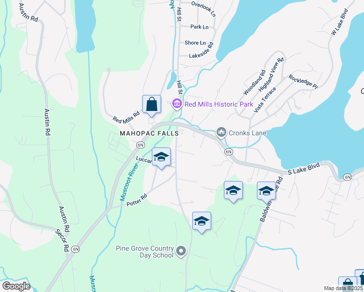 map of restaurants, bars, coffee shops, grocery stores, and more near 198 Myrtle Avenue in Mahopac