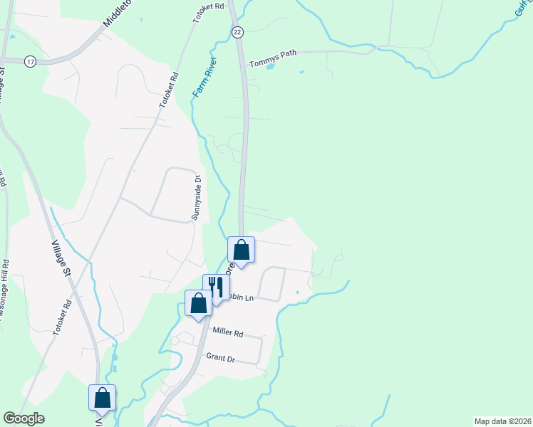 map of restaurants, bars, coffee shops, grocery stores, and more near in North Branford