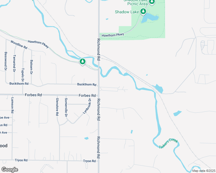 map of restaurants, bars, coffee shops, grocery stores, and more near 6835 Richmond Road in Oakwood Village