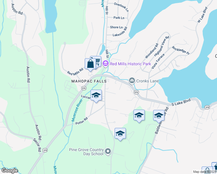 map of restaurants, bars, coffee shops, grocery stores, and more near 198 Myrtle Avenue in Mahopac
