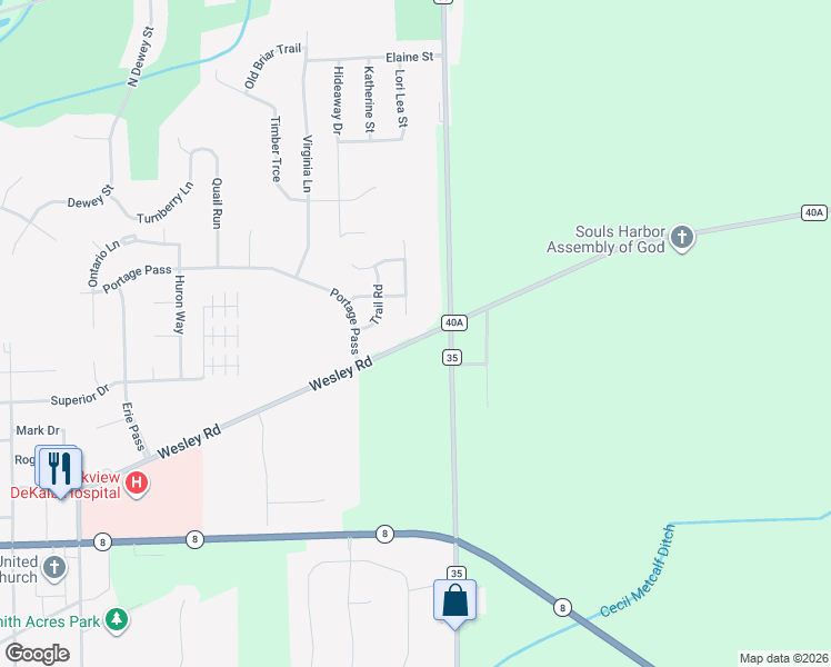 map of restaurants, bars, coffee shops, grocery stores, and more near 3516-3598 County Road 40A in Auburn