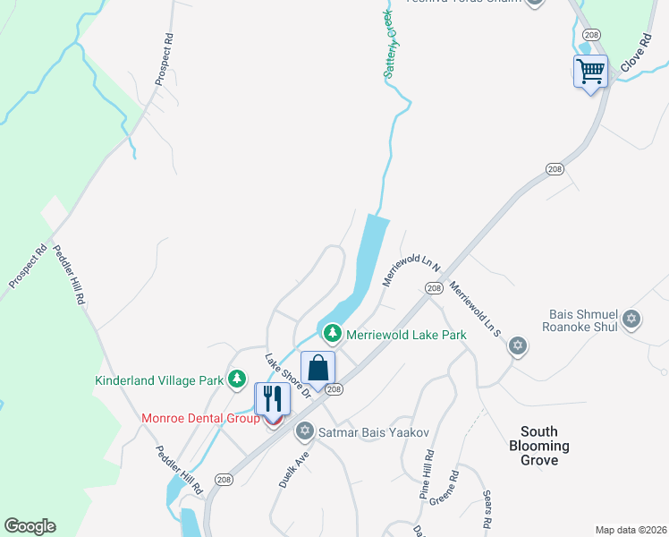 map of restaurants, bars, coffee shops, grocery stores, and more near 348 Lake Shore Drive in Monroe