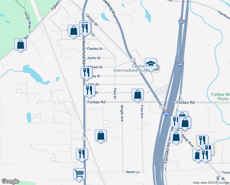map of restaurants, bars, coffee shops, grocery stores, and more near 99 Best Street in Bedford