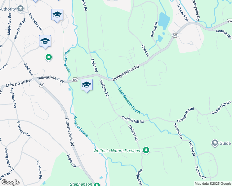 map of restaurants, bars, coffee shops, grocery stores, and more near 5 Wolfpits Road in Bethel